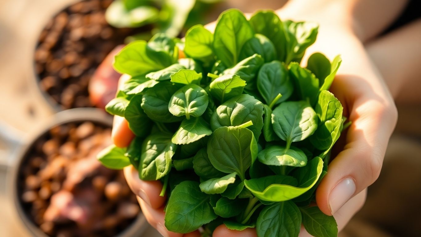 Spinach and iron-rich foods for managing low ferritin levels.